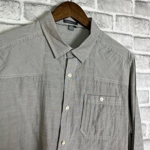 Toad & Co Gray Micro Striped Casual Lightweight Long Sleeve Button Shirt Medium - Picture 1 of 9